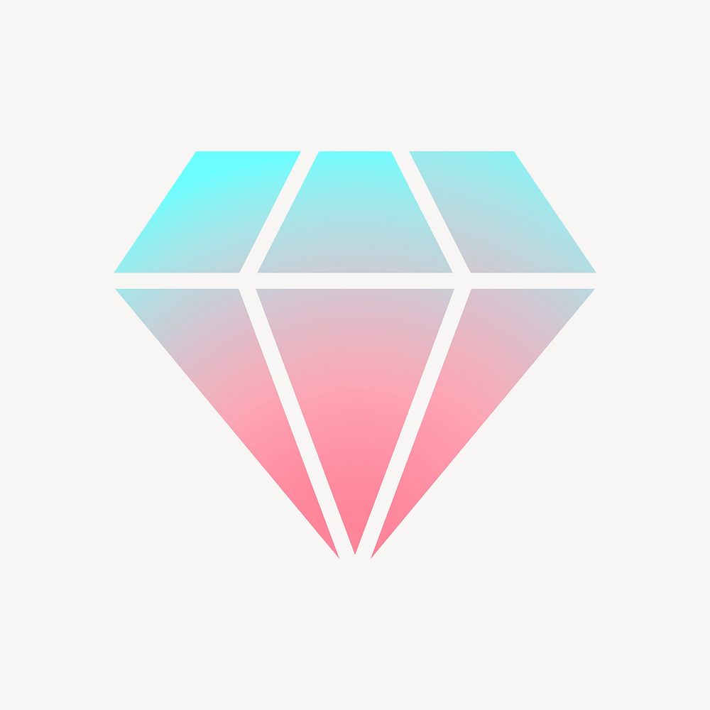 Diamond shape icon, aesthetic gradient design vector