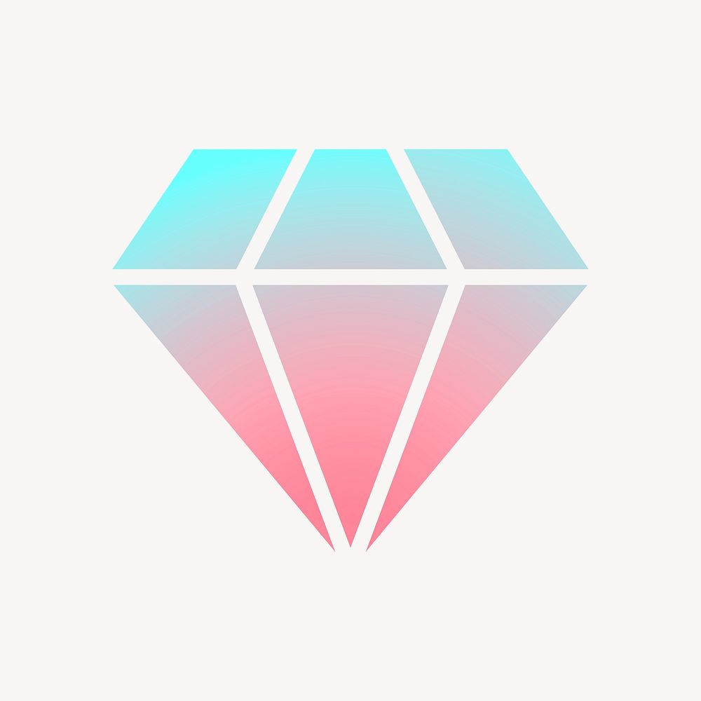 Diamond shape icon, aesthetic gradient design psd