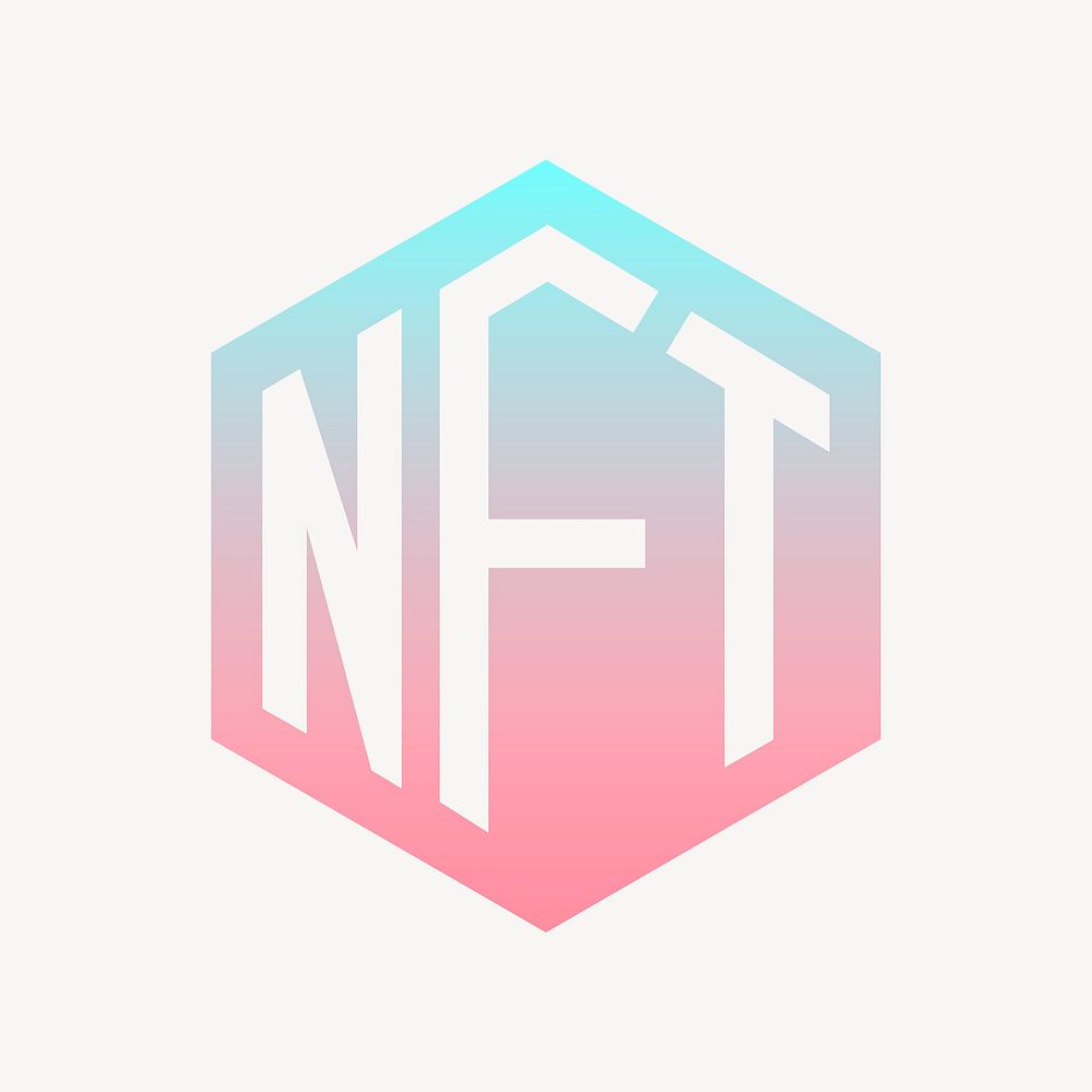 NFT cryptocurrency icon, aesthetic gradient design psd