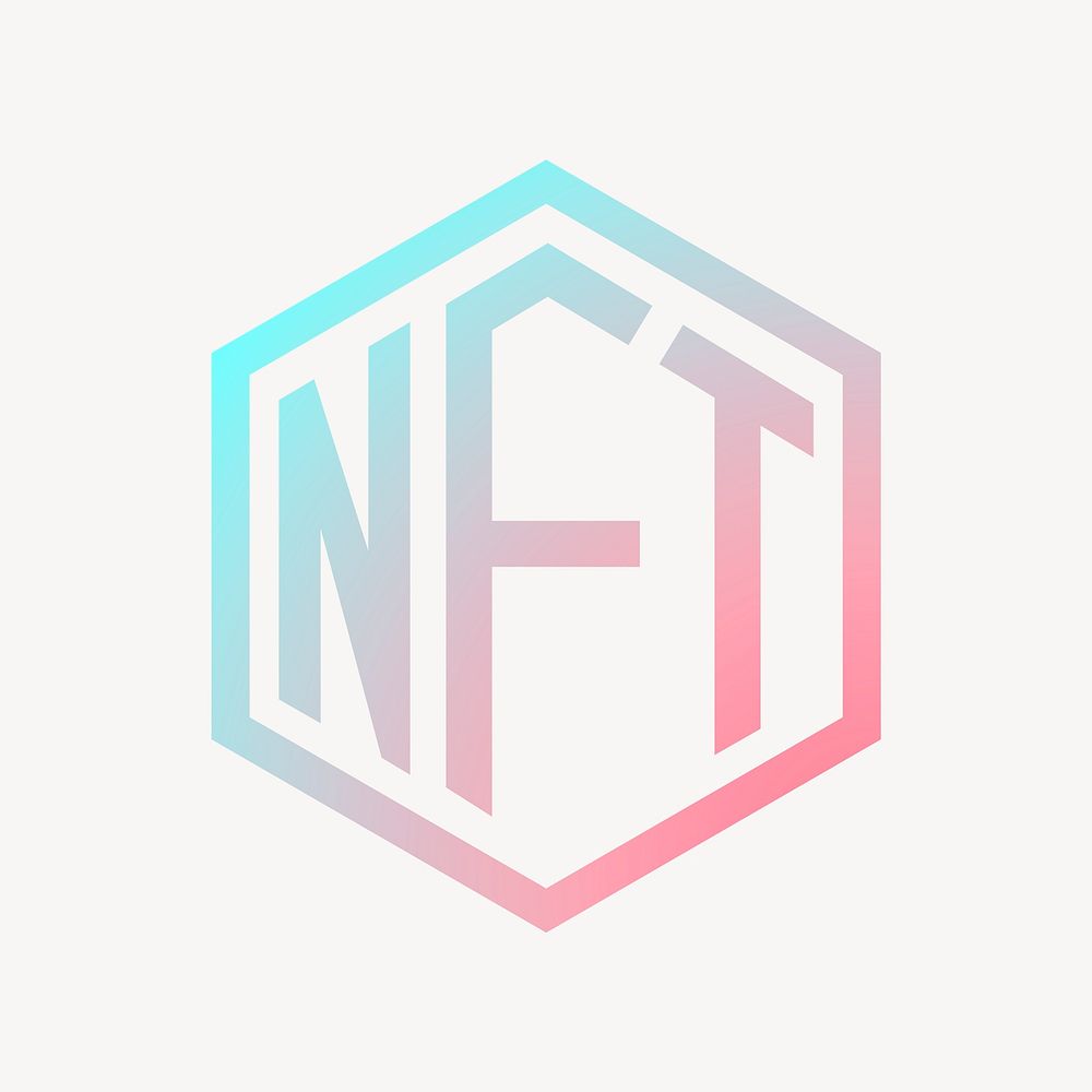 NFT cryptocurrency icon, aesthetic gradient design vector