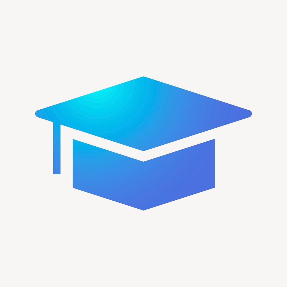 Graduation cap, education icon, aesthetic gradient design psd