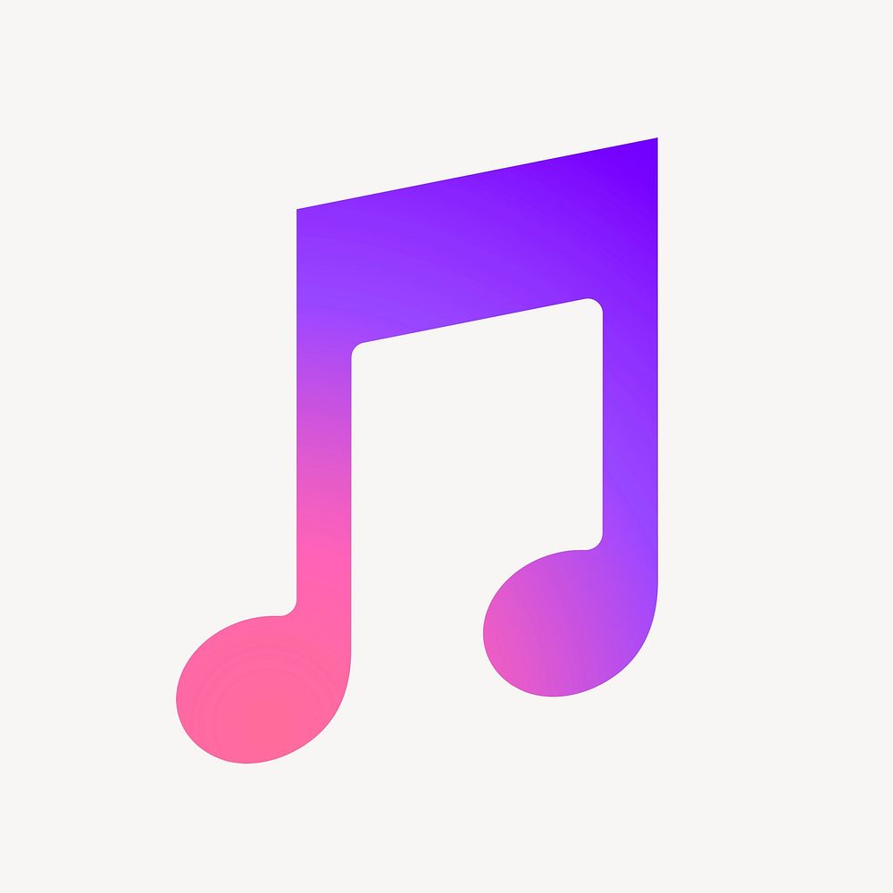 Music note app icon, aesthetic gradient design psd