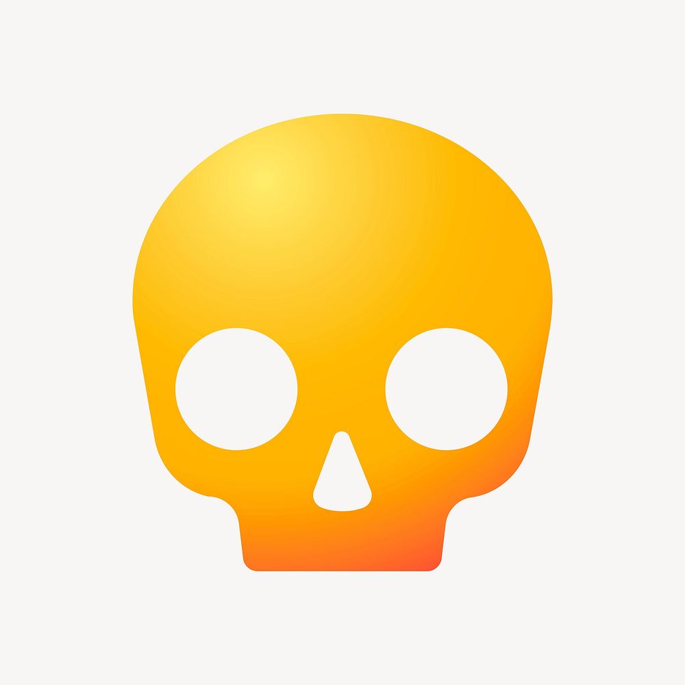 Human skull icon, aesthetic gradient design psd