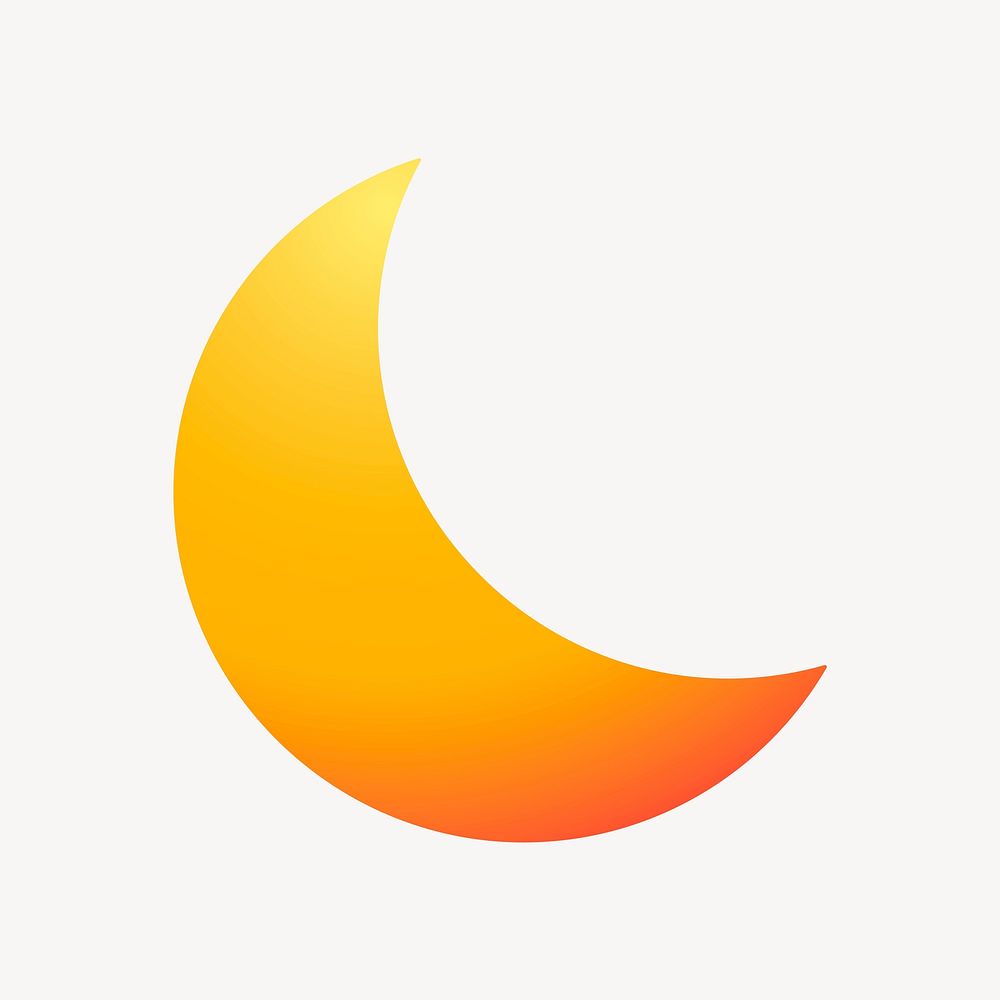 Crescent moon icon, aesthetic gradient design vector
