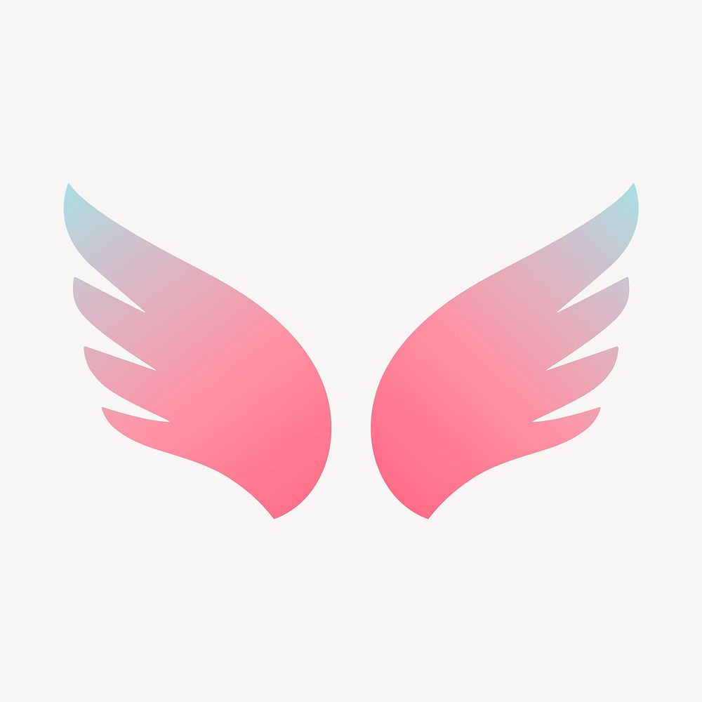 Pink wings icon, aesthetic gradient design vector