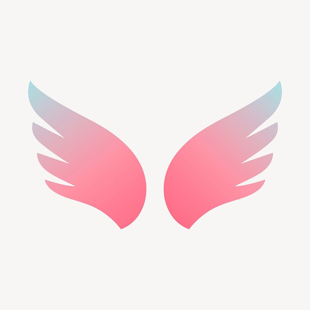 Pink wings icon, aesthetic gradient design