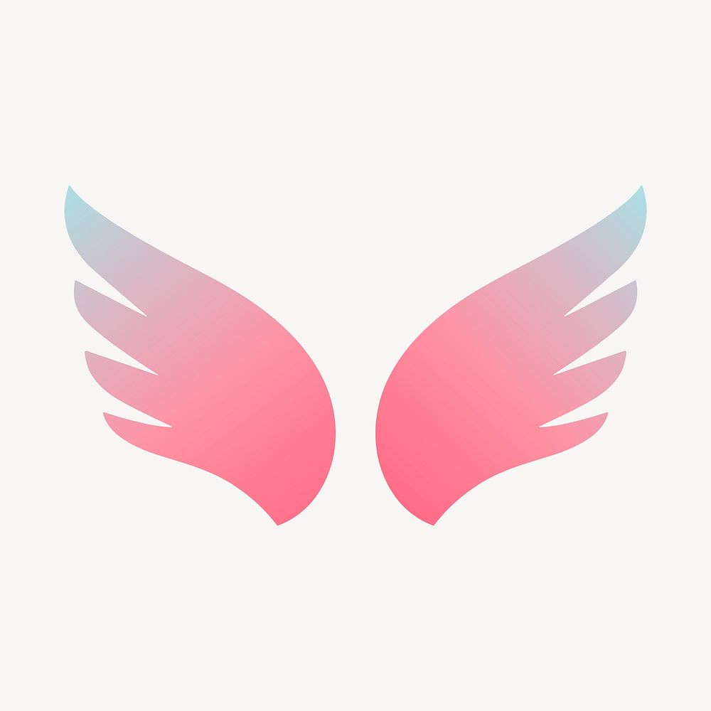 Pink wings icon, aesthetic gradient design psd