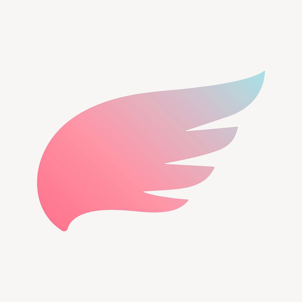 Pink wing icon, aesthetic gradient design vector