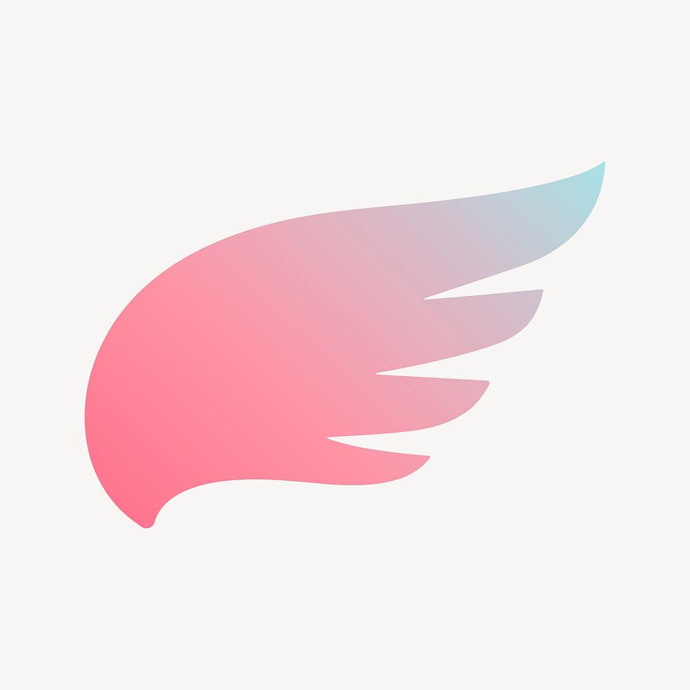 Pink wing icon, aesthetic gradient design psd
