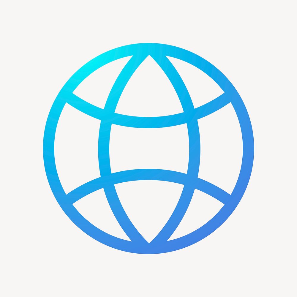 Globe grid icon, aesthetic gradient design vector
