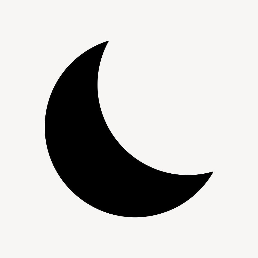 Crescent moon icon, flat graphic psd