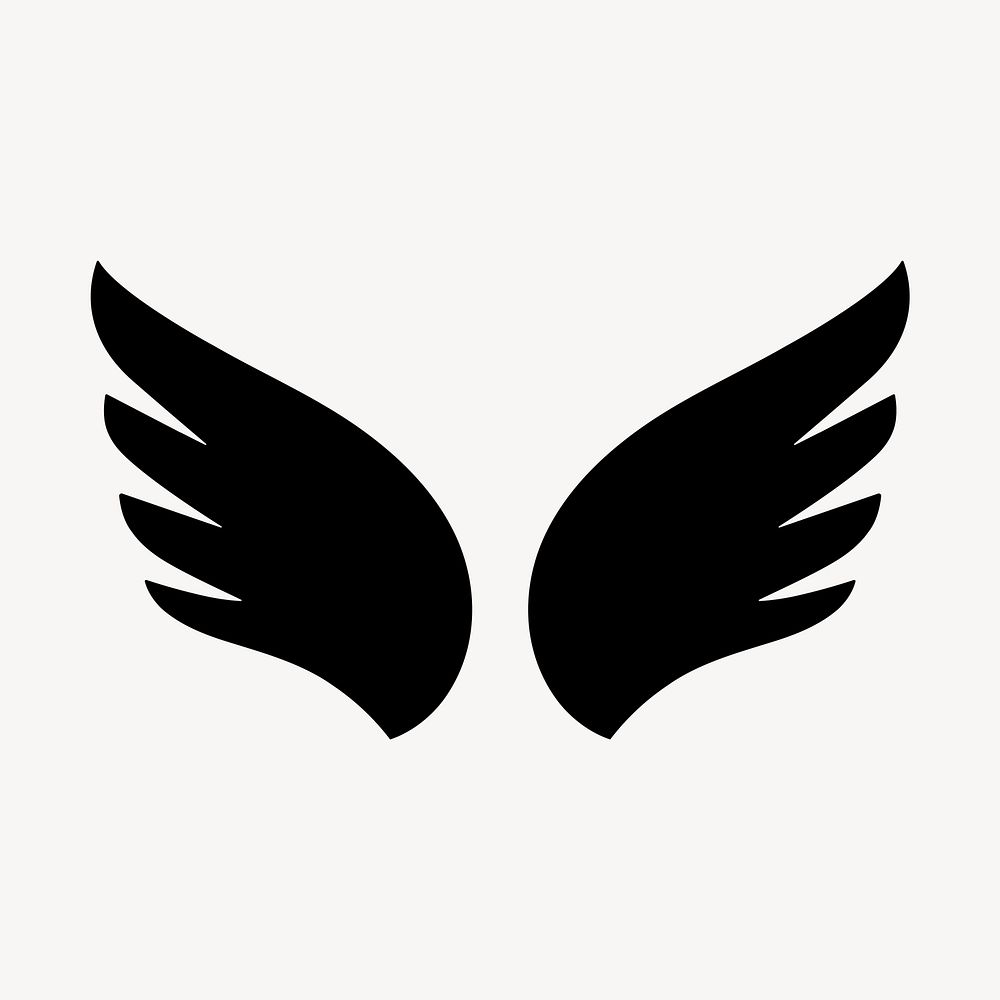 Black wing icon, flat graphic vector