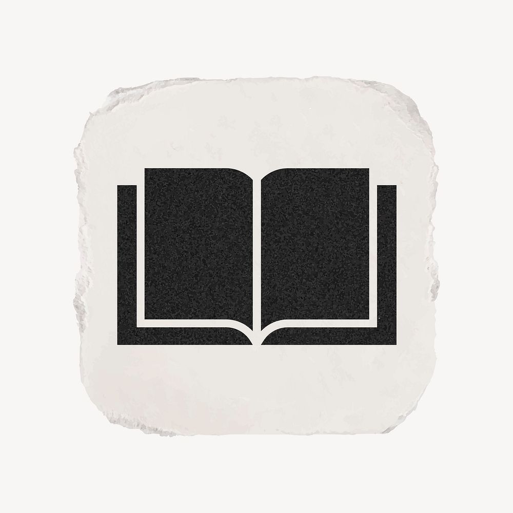 Open book, education icon, ripped paper design vector