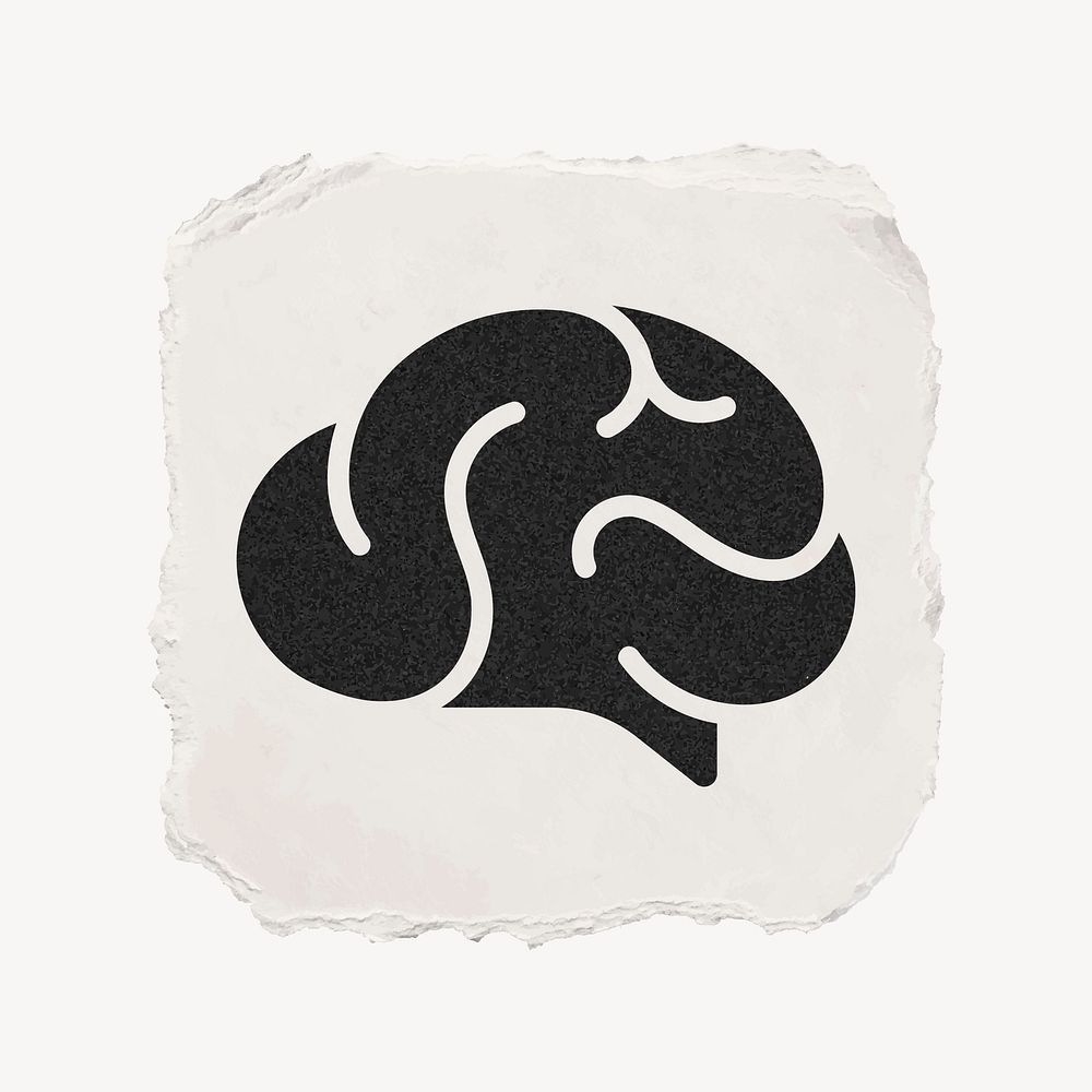 Brain, education icon, ripped paper design vector