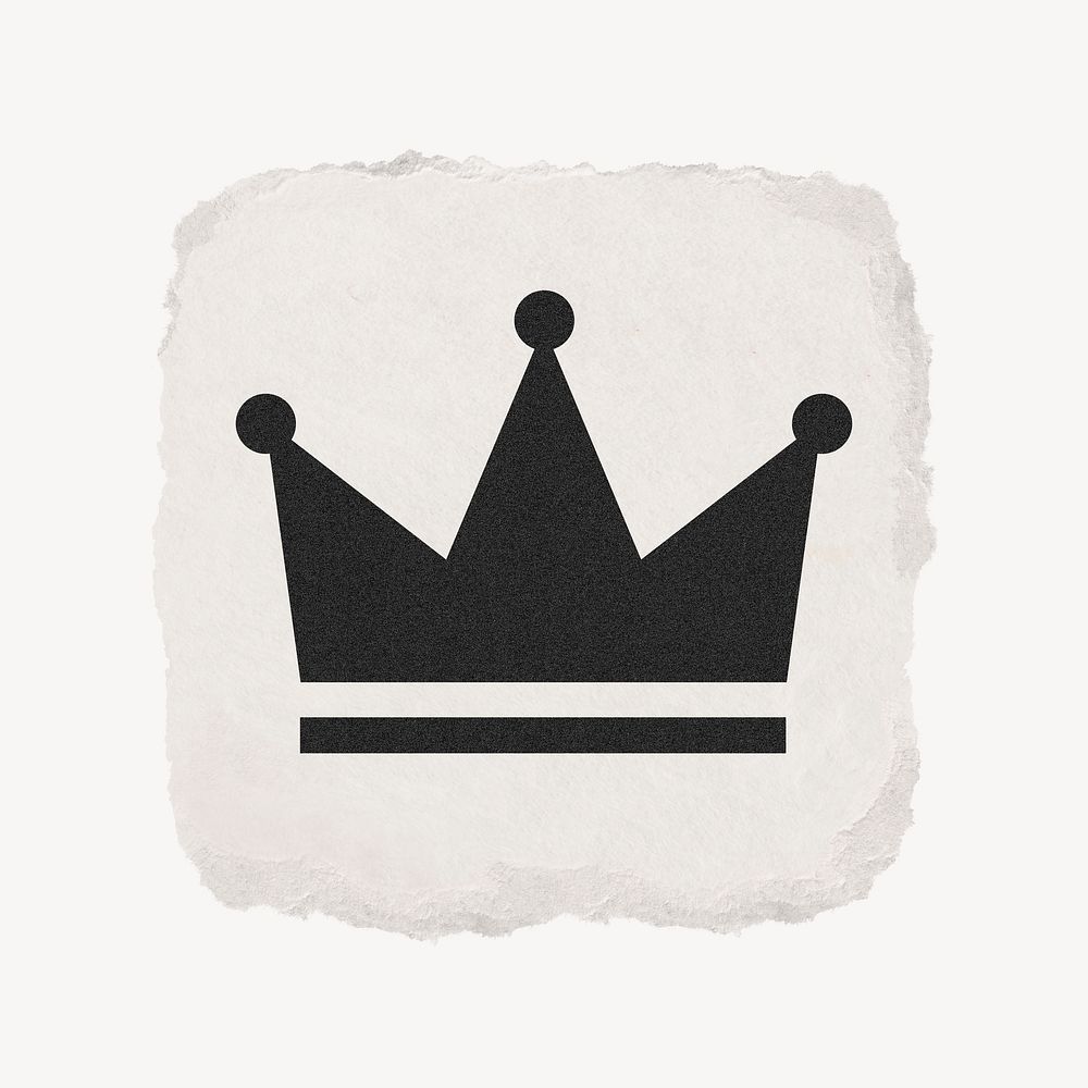 Crown ranking icon, ripped paper design