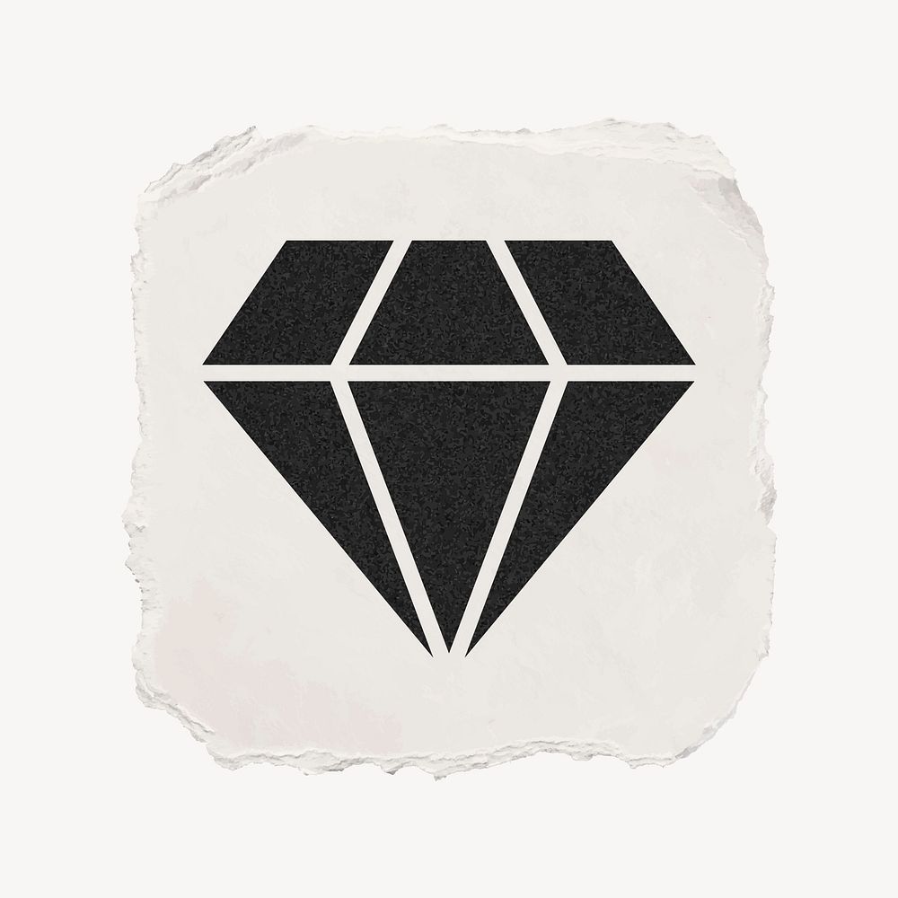 Diamond shape icon, ripped paper design vector