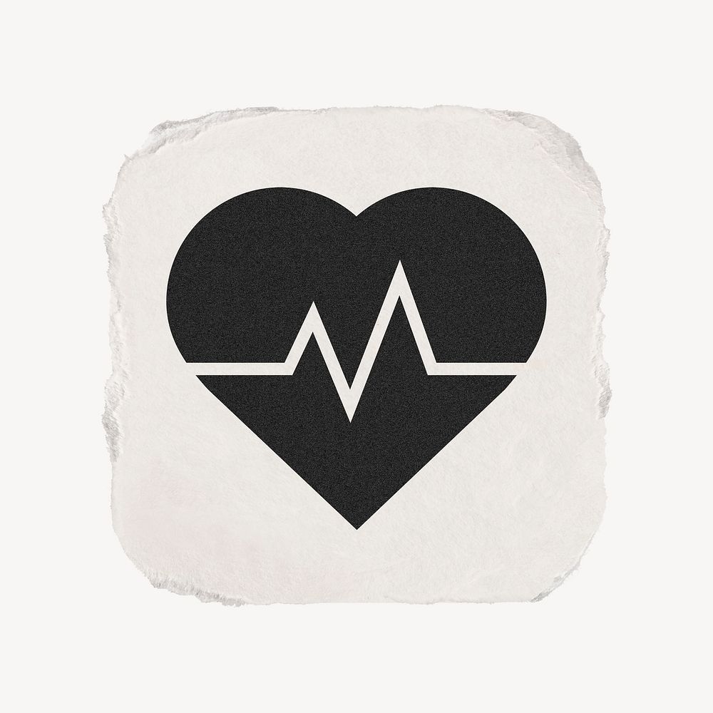 Heartbeat, health icon, ripped paper design