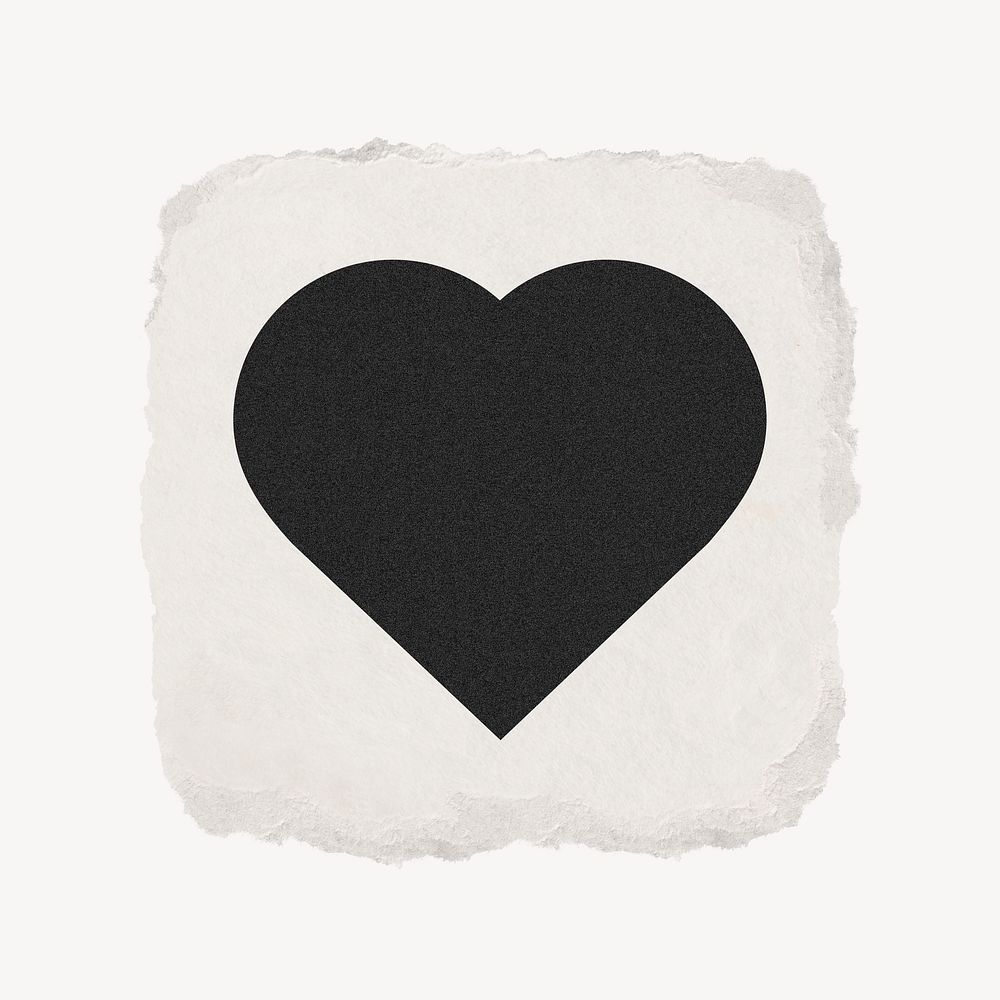 Heart shape icon, ripped paper design psd