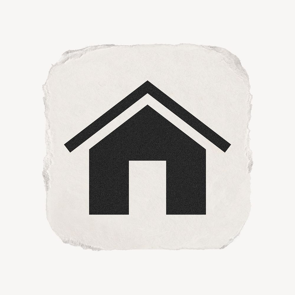 Home icon, ripped paper design psd