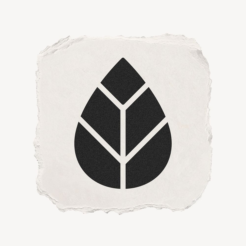 Leaf, environment icon, ripped paper design psd