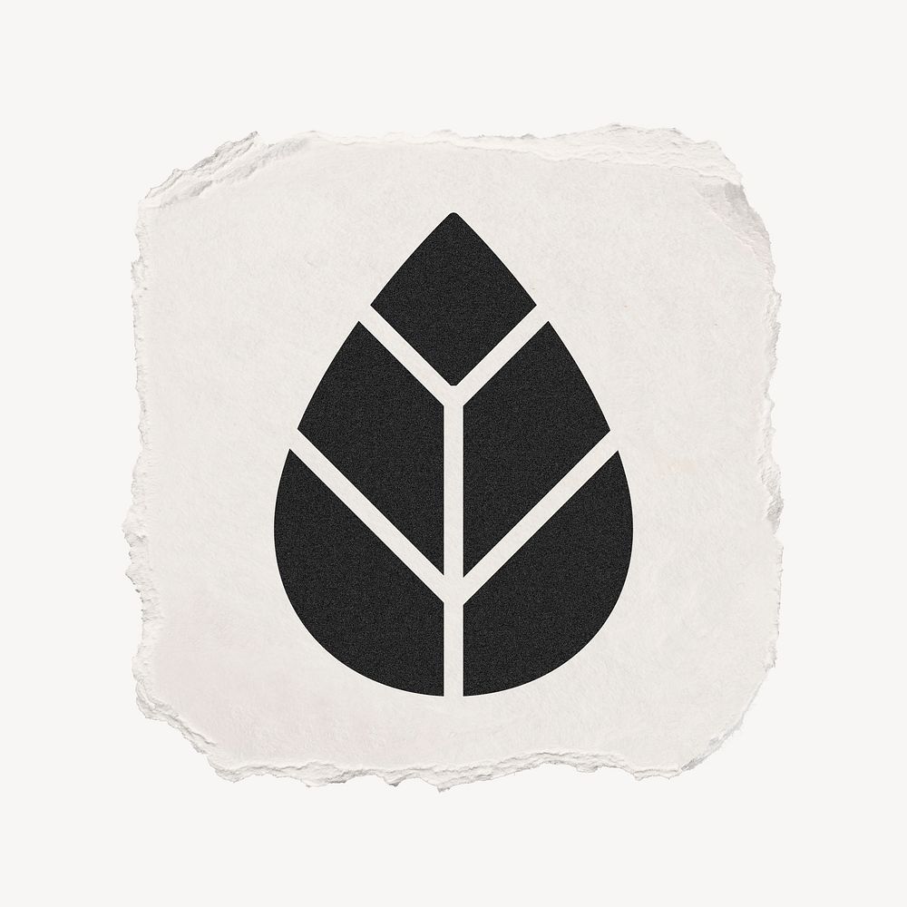 Leaf, environment icon, ripped paper design