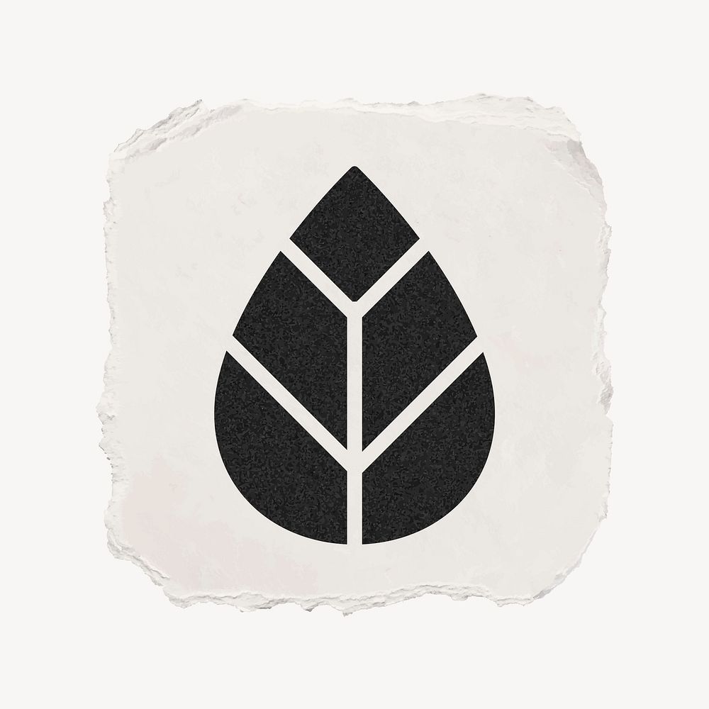 Leaf, environment icon, ripped paper design vector