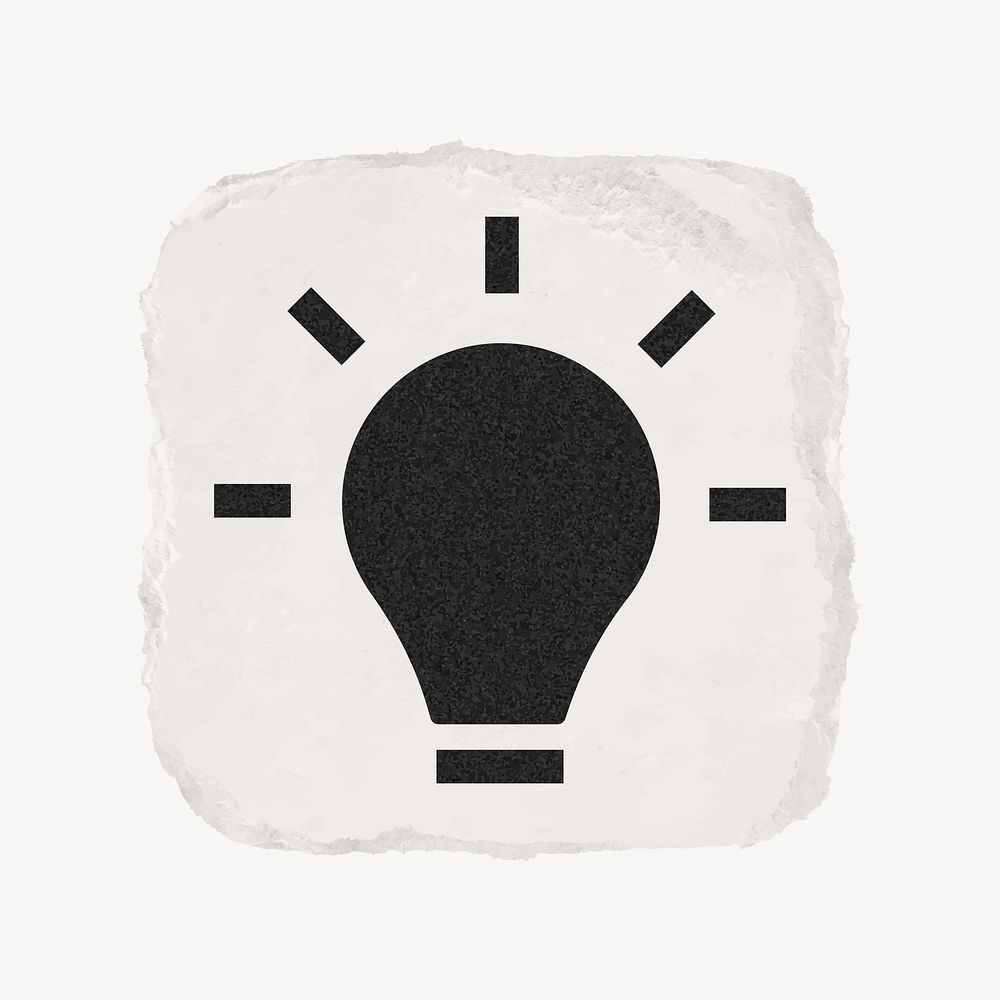 Light bulb icon, ripped paper design vector