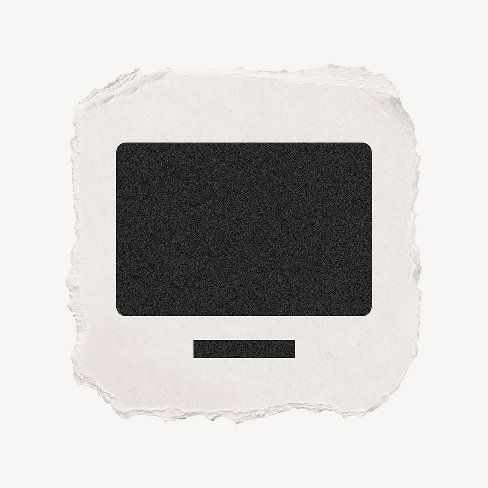 Computer screen icon, ripped paper design