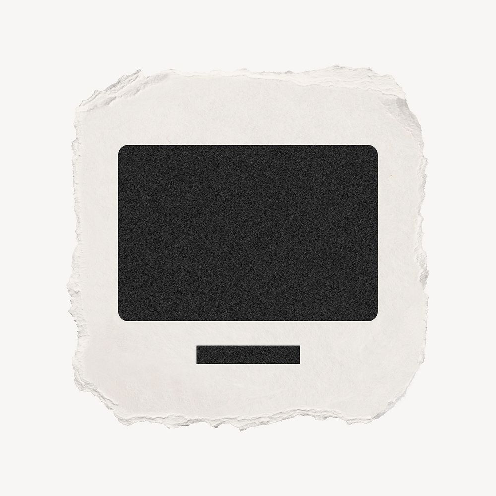 Computer screen icon, ripped paper design psd