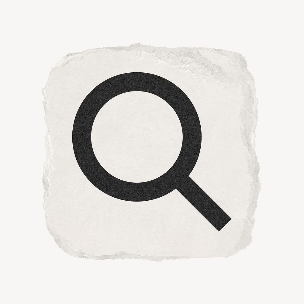 Magnifying glass, search icon, ripped paper design