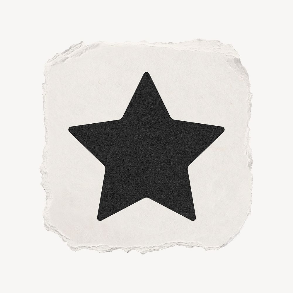 Star shape icon, ripped paper design psd