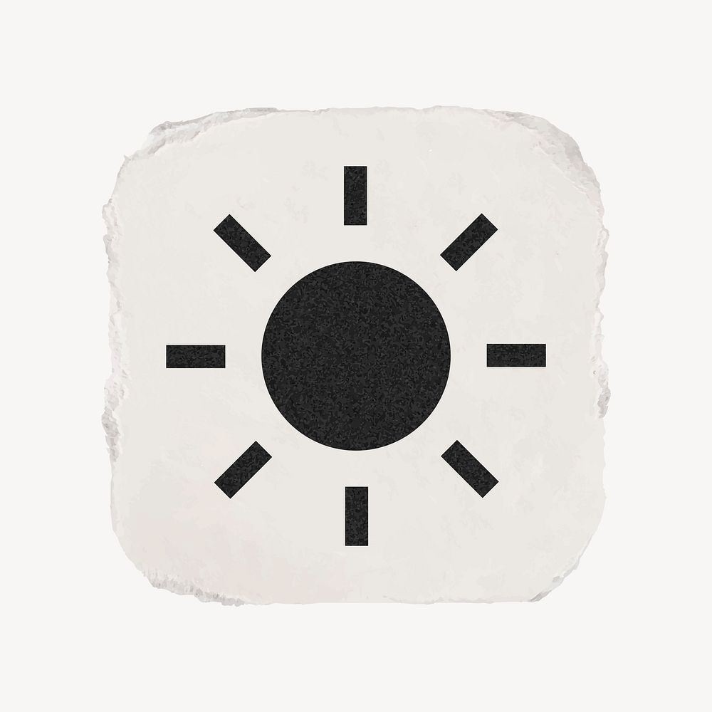 Sun, weather icon, ripped paper design vector