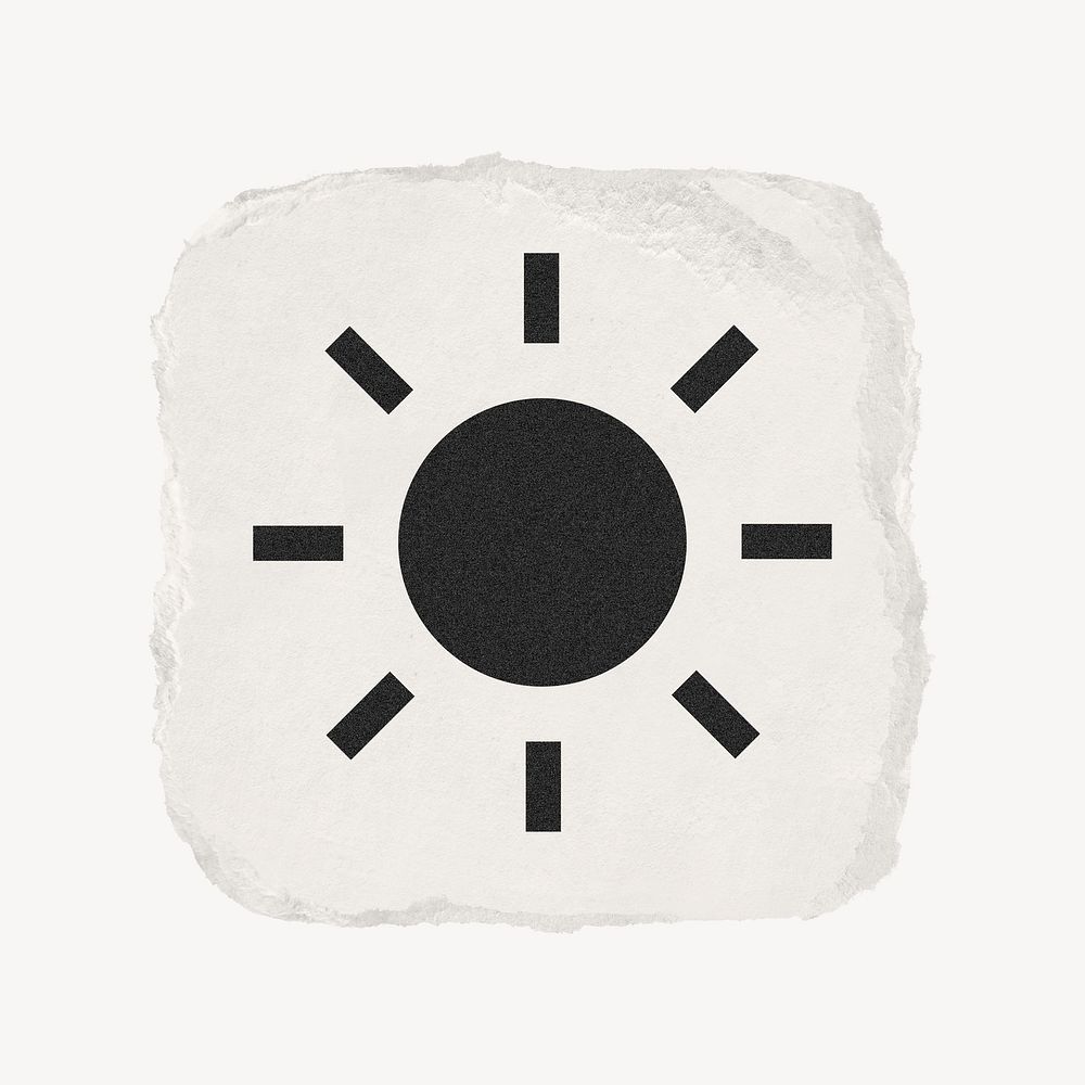 Sun, weather icon, ripped paper design psd