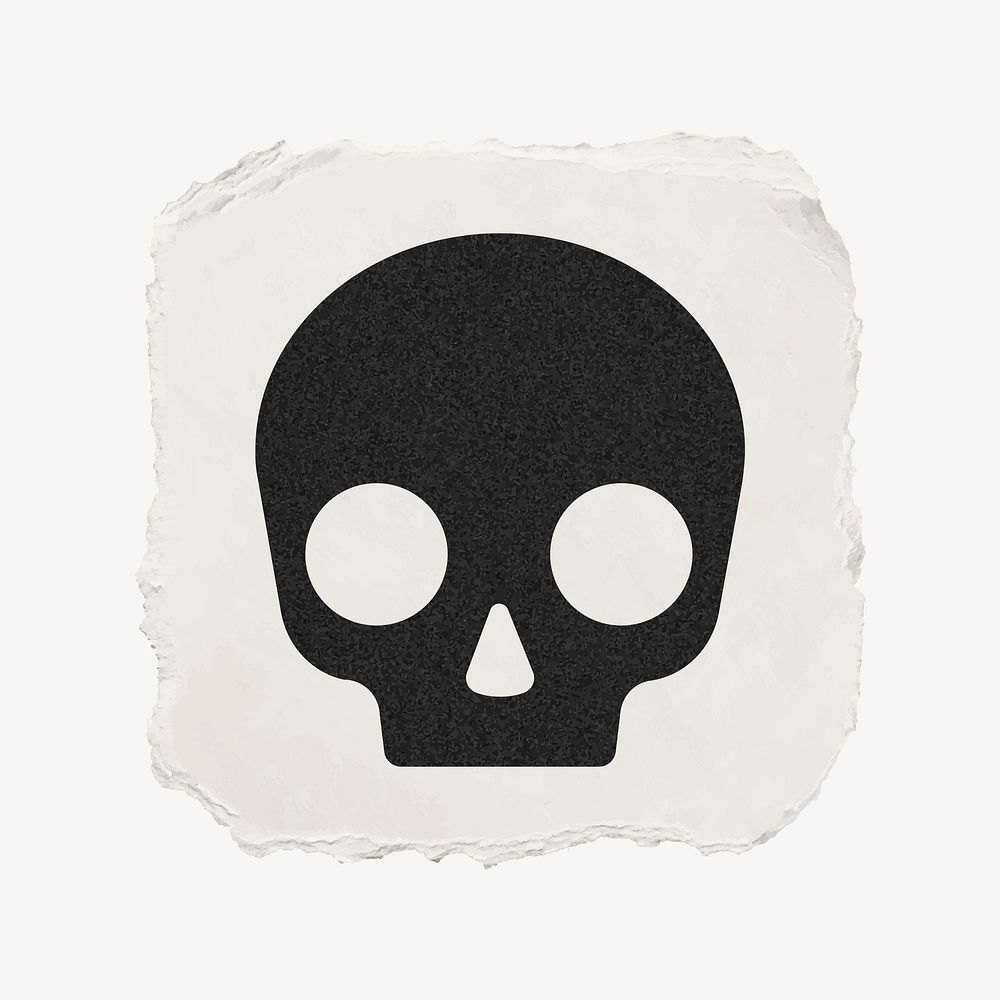 Human skull icon, ripped paper design vector