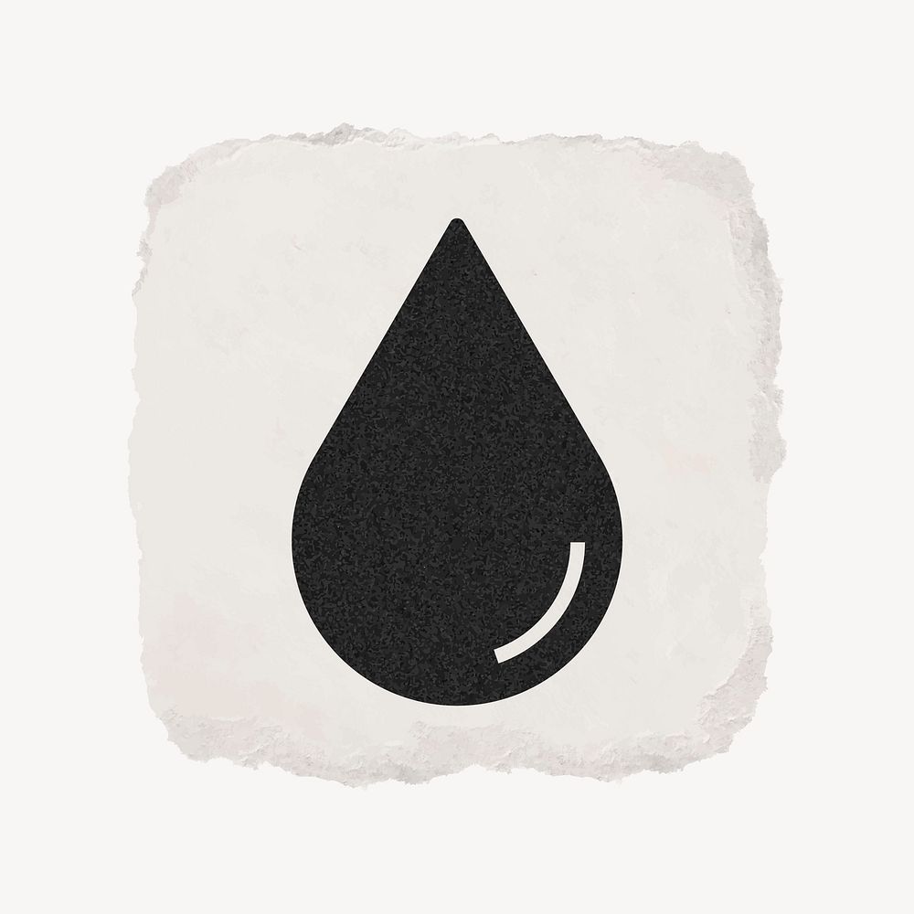 Water drop, environment icon, ripped paper design vector