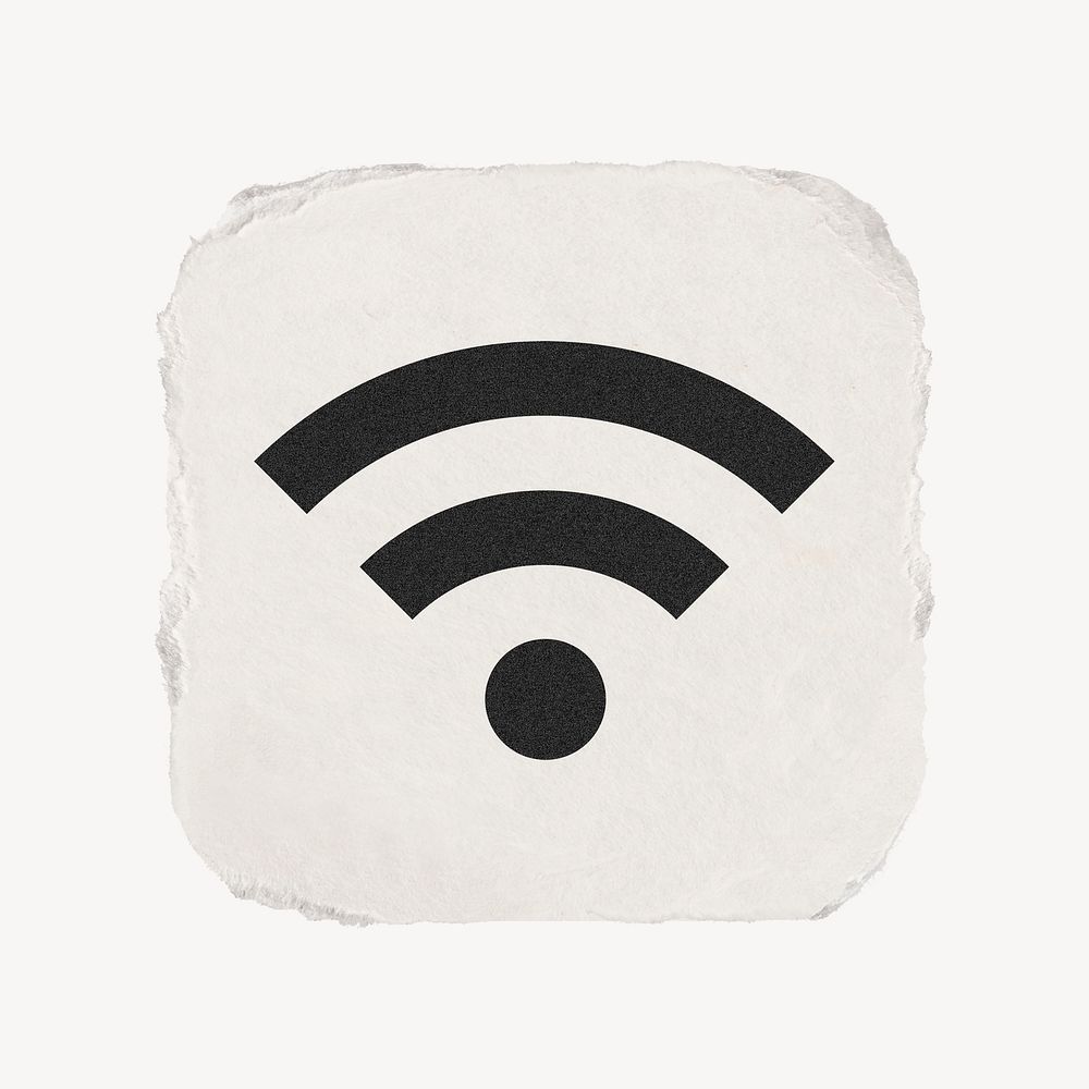 Wifi network icon, ripped paper design psd