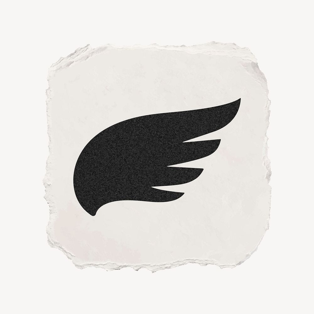 Wing icon, ripped paper design vector