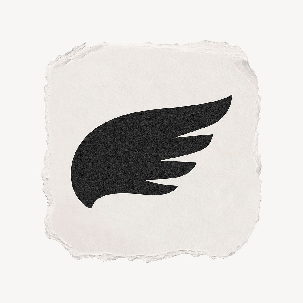 Wing icon, ripped paper design