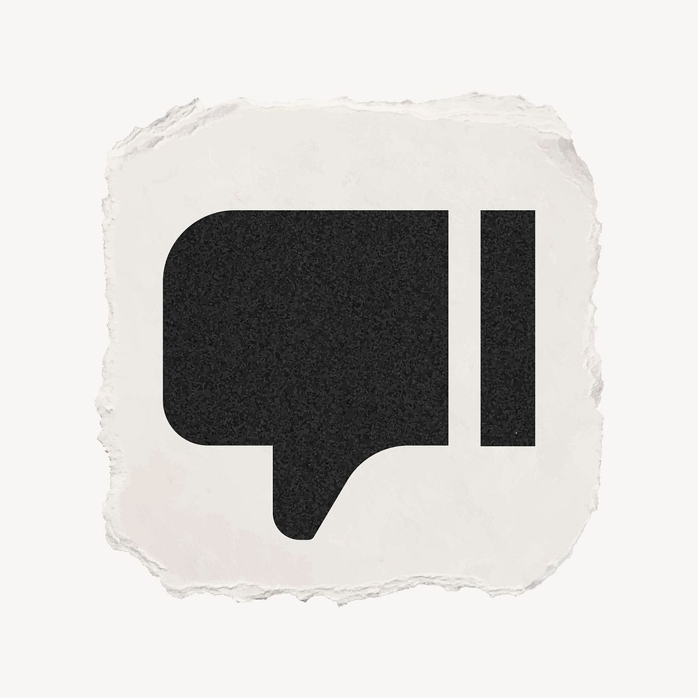 Thumbs down, dislike icon, ripped paper design vector