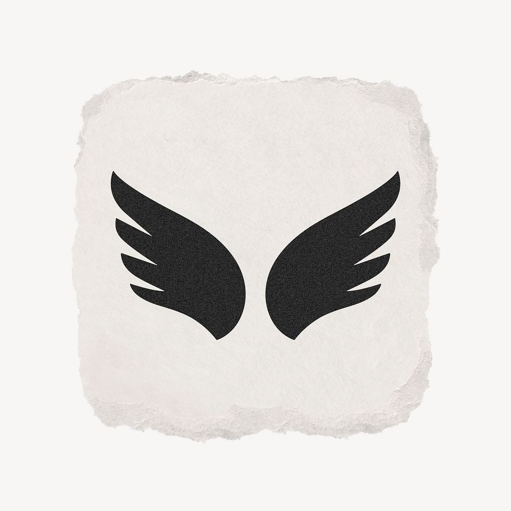 Wings icon, ripped paper design