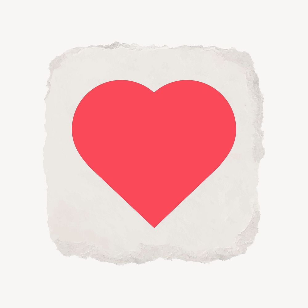 Heart shape icon, ripped paper design vector