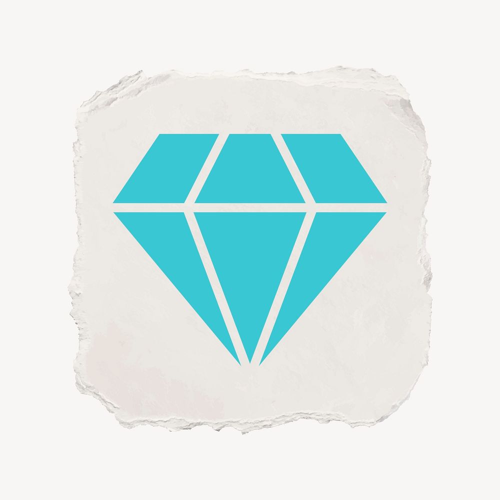 Diamond shape icon, ripped paper design vector