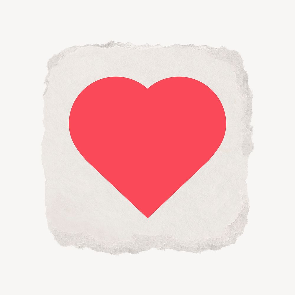 Heart shape icon, ripped paper design