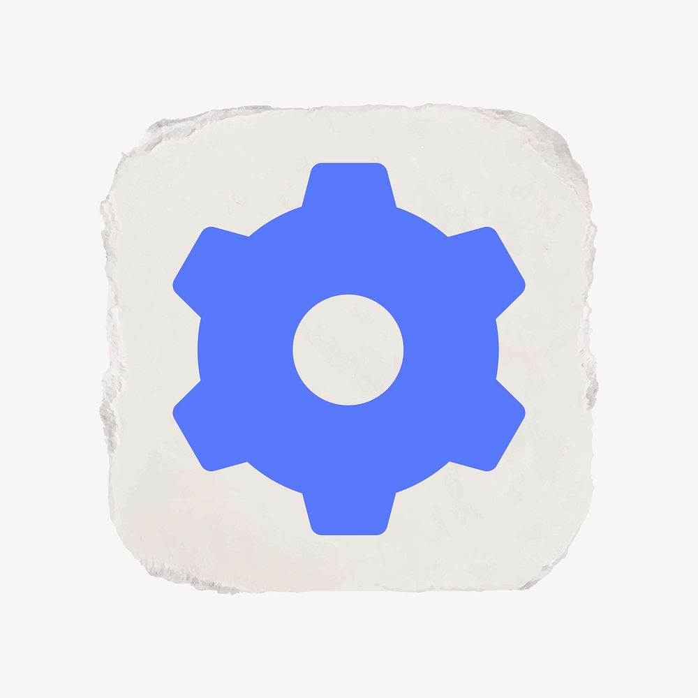 Cog, settings icon, ripped paper design vector