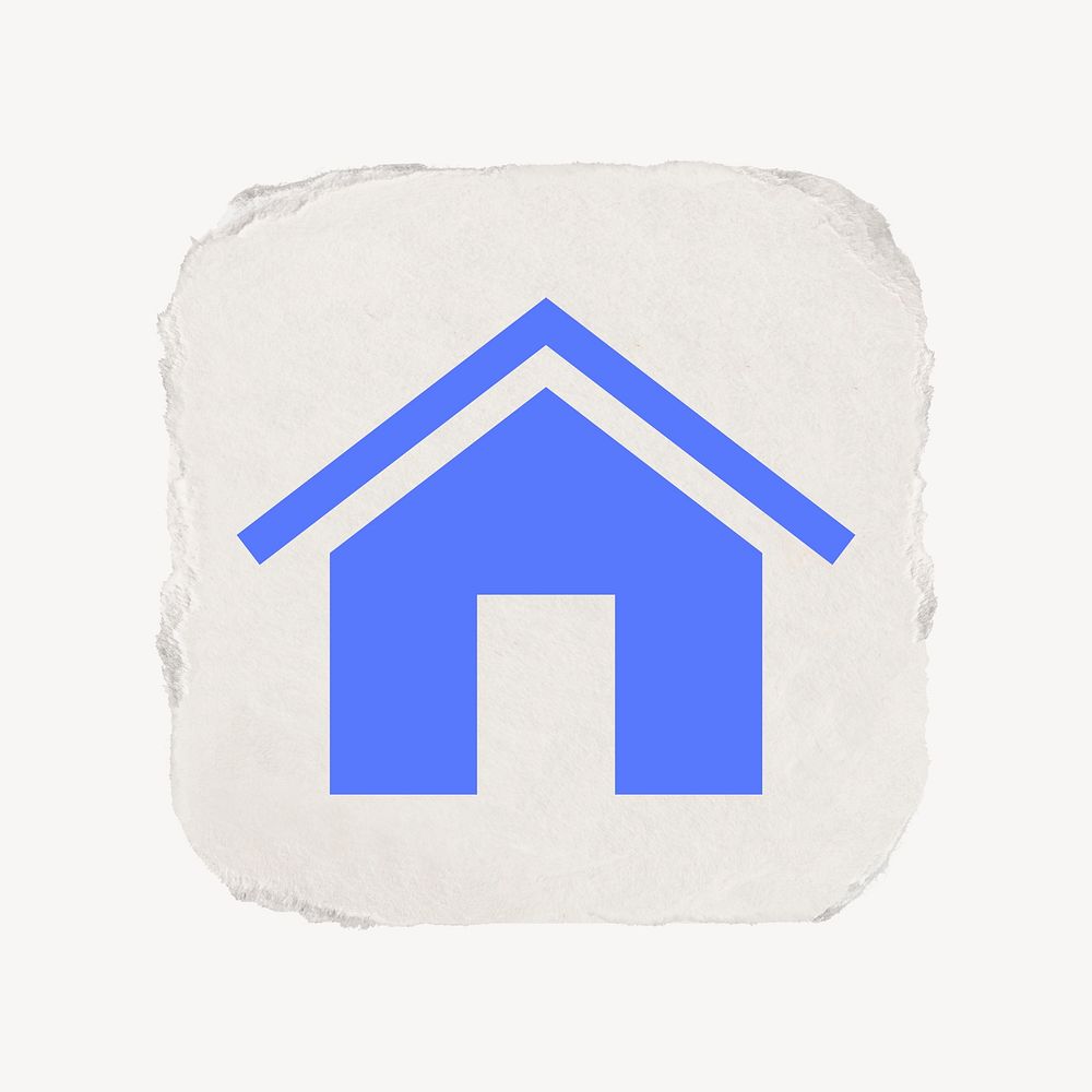 Home icon, ripped paper design psd