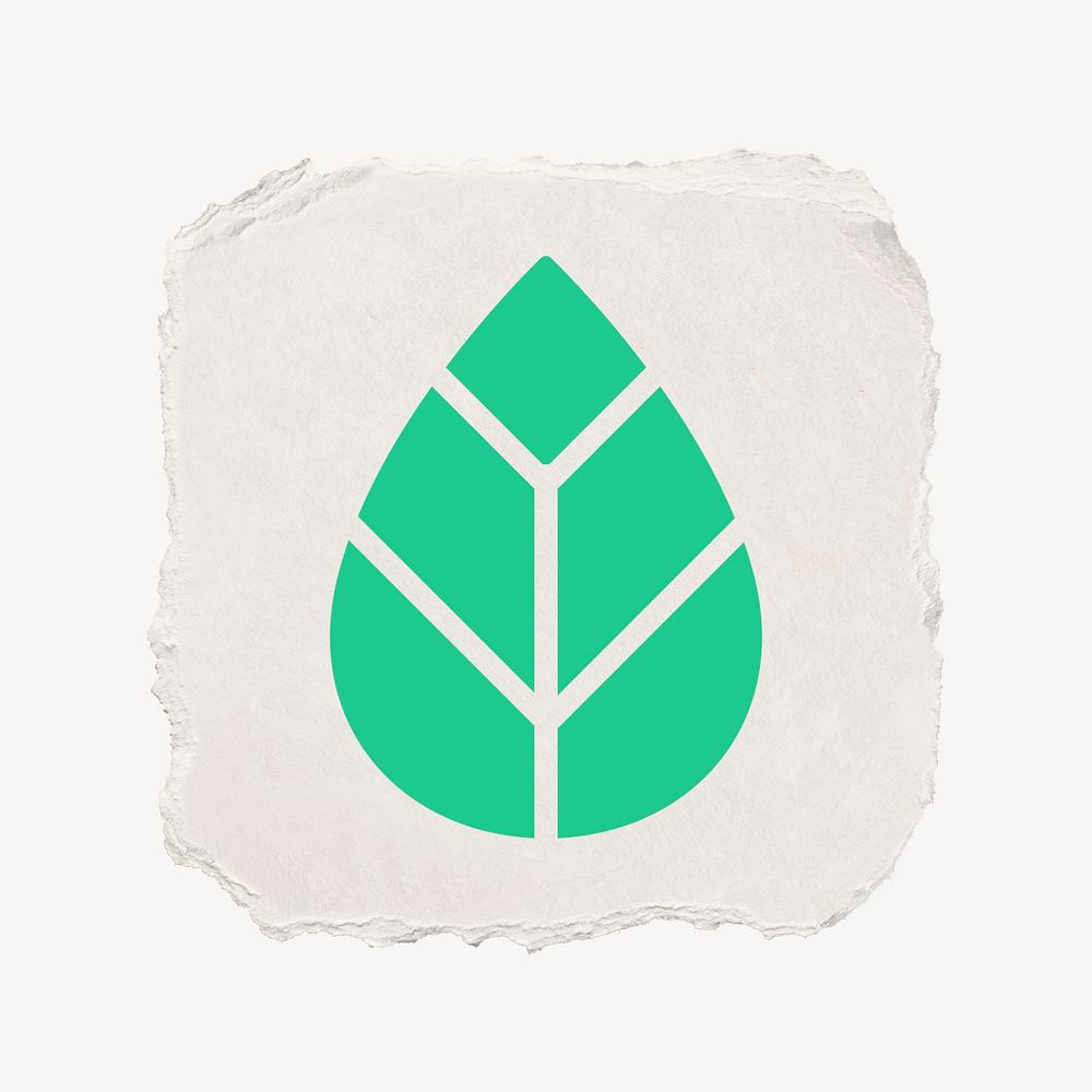 Leaf, environment icon, ripped paper design