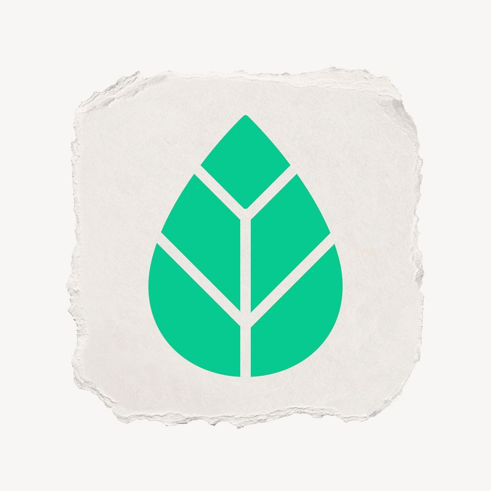 Leaf, environment icon, ripped paper design psd