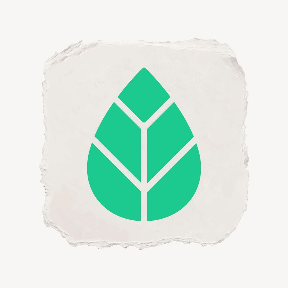 Leaf, environment icon, ripped paper design vector