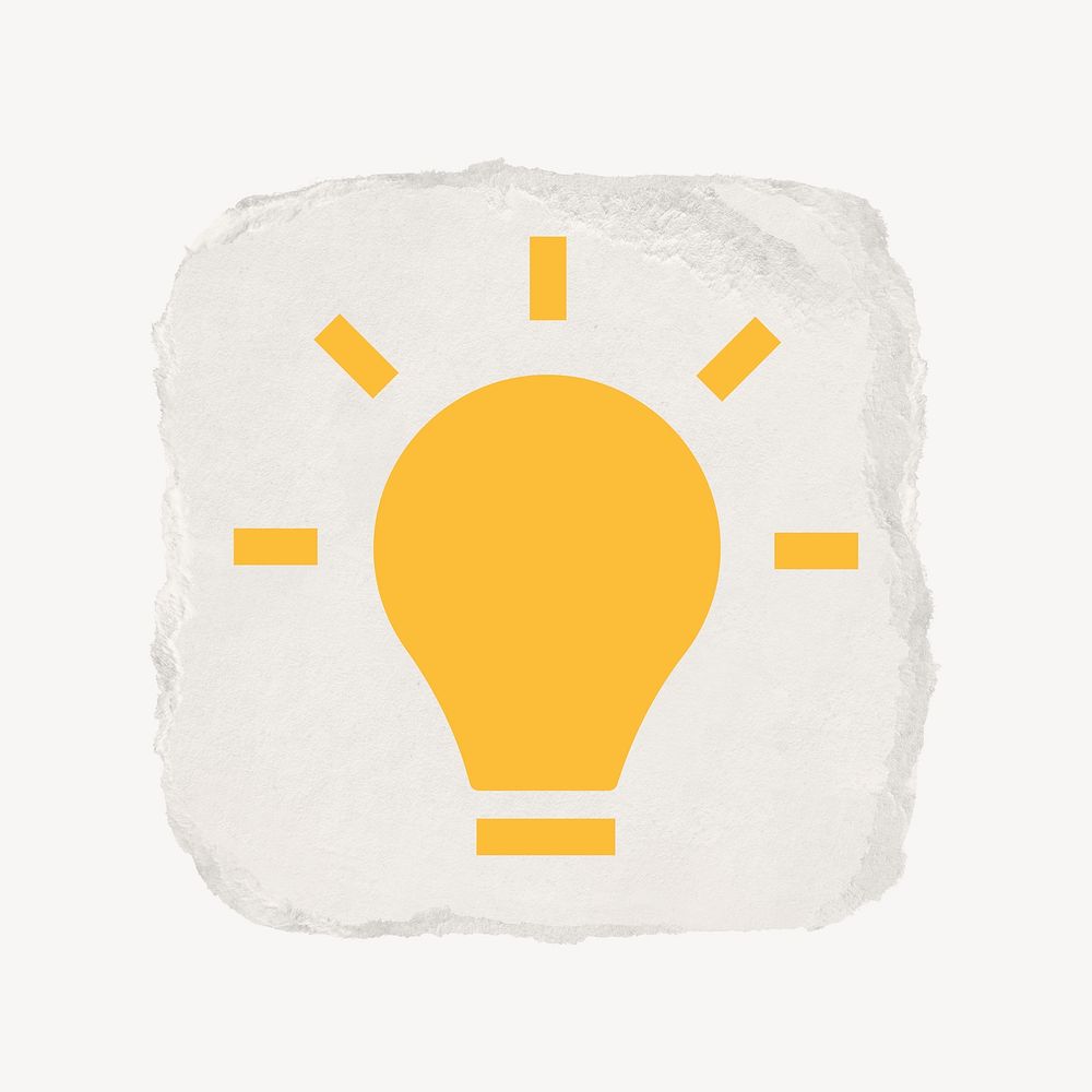 Light bulb icon, ripped paper design