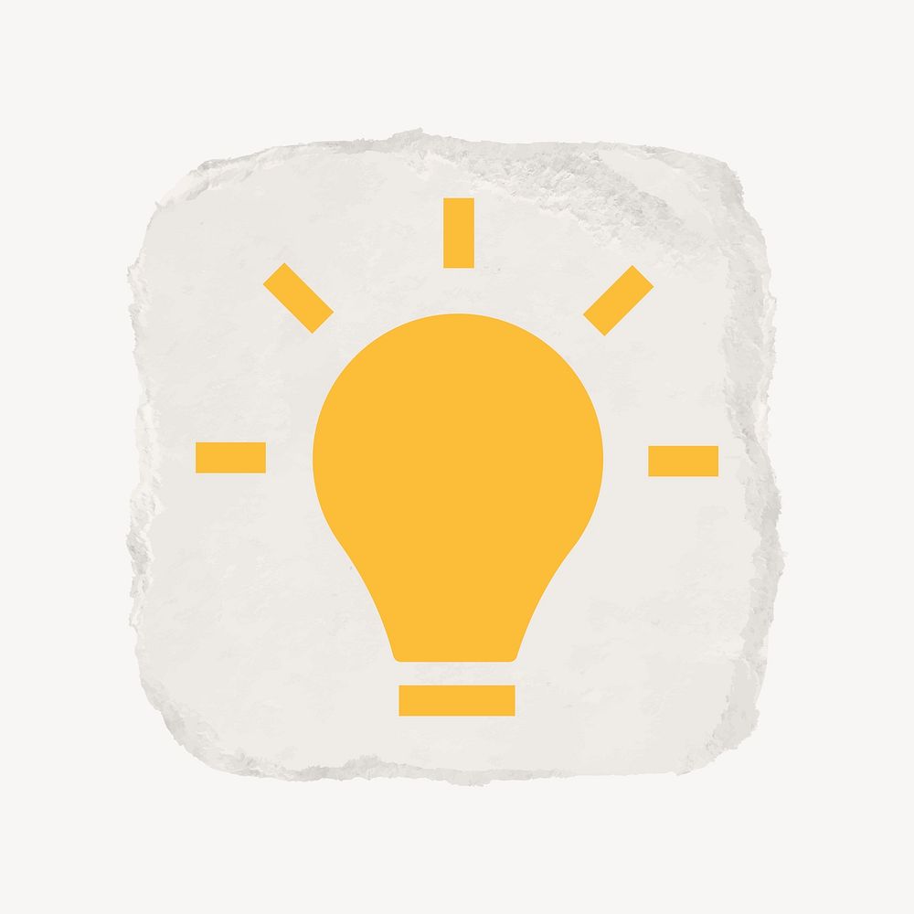 Light bulb icon, ripped paper design vector